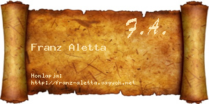 Franz Aletta névjegykártya